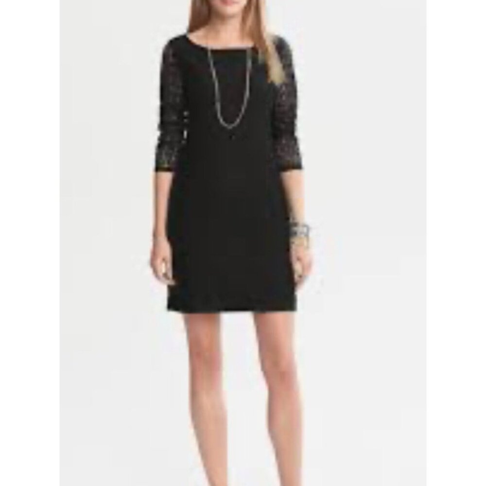 Trina Turk Dress 8 Black Lace 3/4 Long Sleeve Open Back Washable Date Party